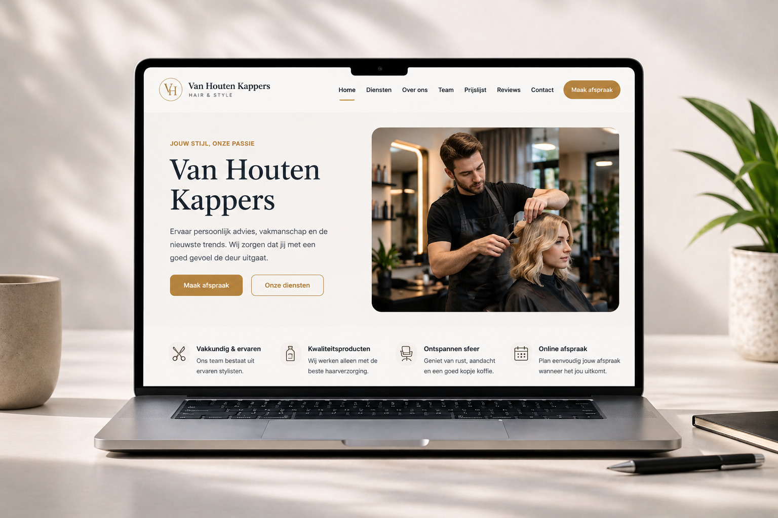 Website voorbeeld voor kapper of salon